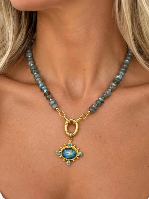 The Celeste Necklace | Labradorite Statement Necklace