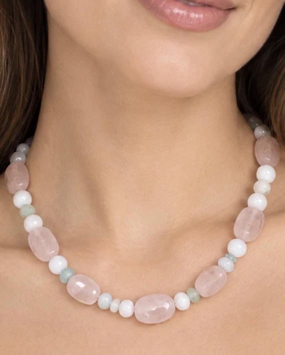 The Camille – Rose Quartz & Mixed Gemstone Necklace