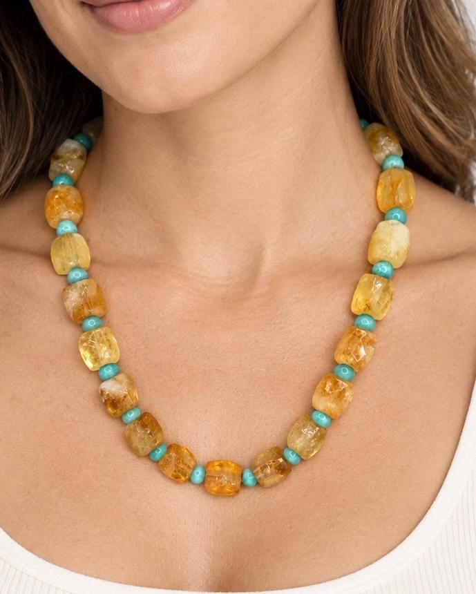 The Portofino necklace, citrine nuggets, photograph 1 of 4