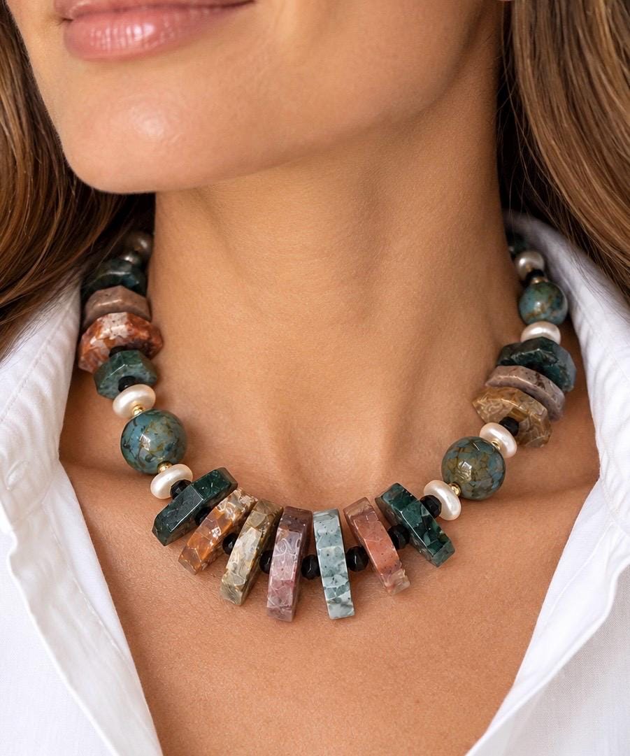 The Arden necklace, gemstone and freshwater pearls, photograph 1 of 3