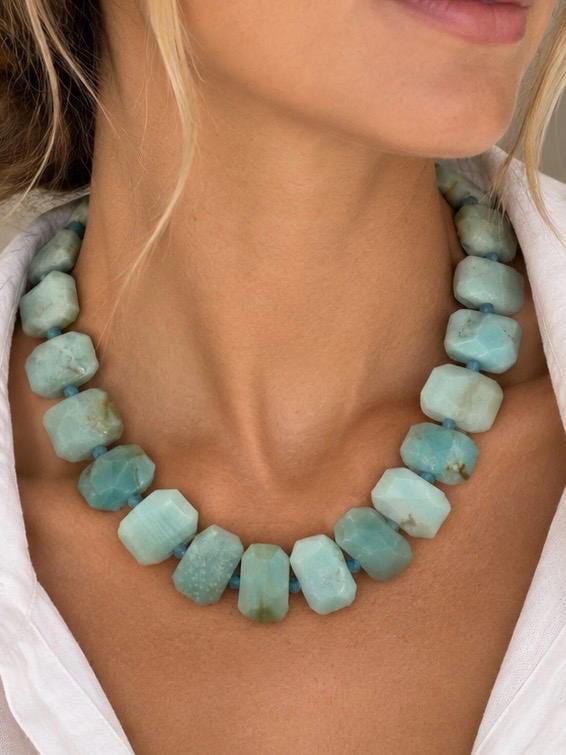 The Santorini necklace, amazonite and aquamarine, photograph 1 of 4