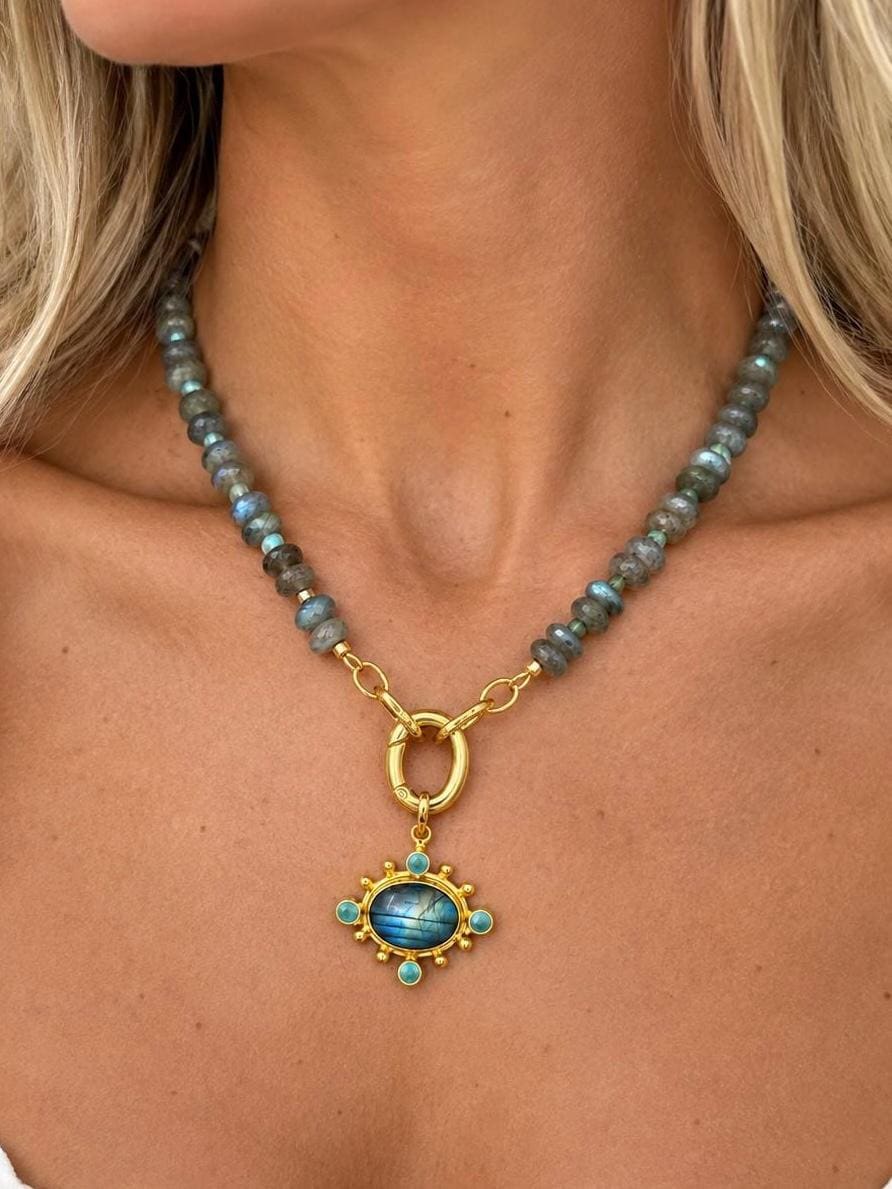 The Celeste necklace, labradorite statement necklace, photograph 1 of 3